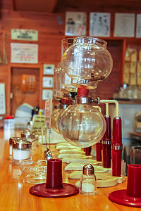 空空的雅山吸水咖啡酿咖啡器压力酿造真空持有者咖啡馆咖啡师酿酒师血管酒吧咖啡店背景图片