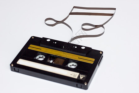 音乐音符符号 白色背景的胶带磁带 电影制作图片