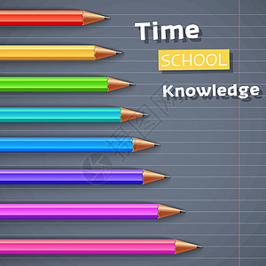 彩色铅笔学校背景 矢量插图设计图片