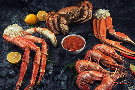 套新鲜的海鲜螃蟹小吃章鱼海洋龙虾桌子甲壳菜单高架小龙虾图片