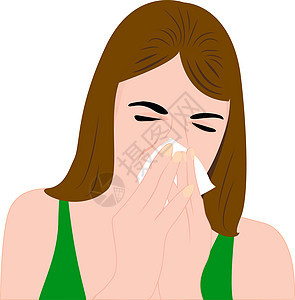 一个女孩感冒打喷嚏图片