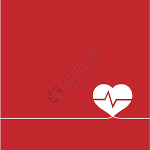 红色背景的象征心插图生活图标浪漫病人医生曲线心脏疾病海浪图片