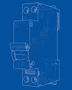 自动断路器概念 韦克托渲染工程开关柜电气路器保险丝安全力量控制草图图片