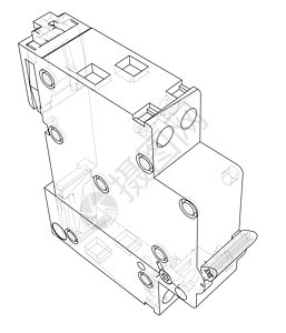 自动断路器概念 韦克托保险丝电缆插图控制板草图电压路器渲染活力安全背景图片