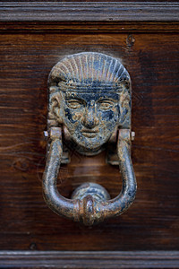 古意大利式门敲门器建筑学危险门把手木头棕色建筑黄铜风格金属青铜图片