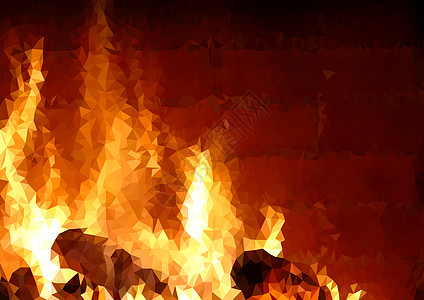 带有火型的三角格网背景装饰艺术马赛克粒子插图辉光风格壁炉模仿燃烧图片