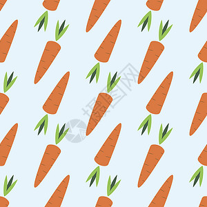 胡萝卜无缝蔬菜图案矢量平面插画 新鲜食品模式与胡萝卜蔬菜图片