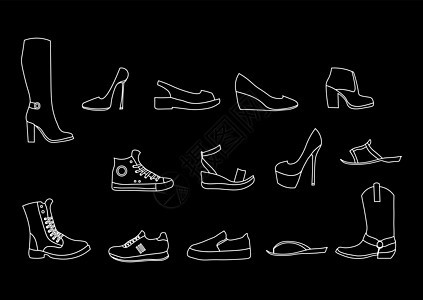 鞋类和女性标志的孤立对象 一套鞋类矢量图图片