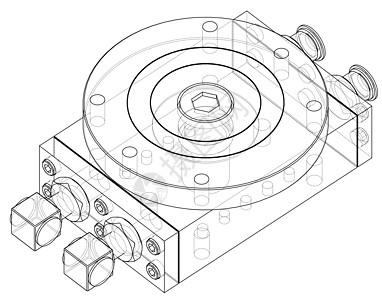 抽象行业对象概念 韦克托大纲盒子蓝图草图技术制造业轮廓插图机械圆柱图片
