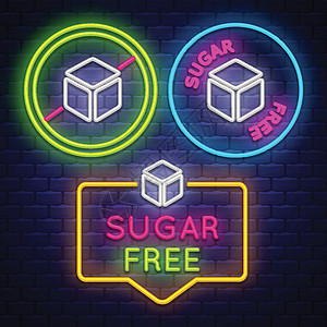 无糖徽章收藏 糖尿病标志 霓虹灯图片