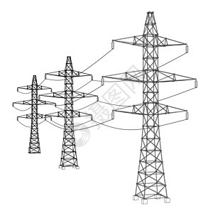 电塔或电塔概念 韦克托活力草图力量电力插图电缆电压通讯城市电报背景图片