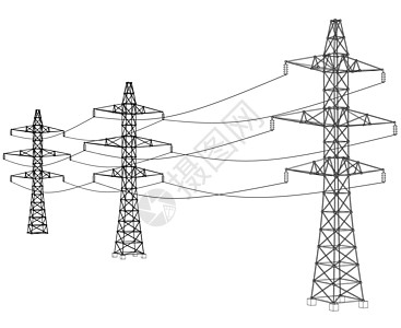 电塔或电塔概念 韦克托城市框架电力电缆插图活力技术电报电压通讯图片
