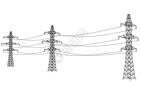 电塔或电塔概念 韦克托城市通讯电压插图草图活力电报电缆力量电力图片