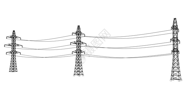 电塔或电塔概念 韦克托通讯电压技术框架力量草图城市电缆活力电力图片