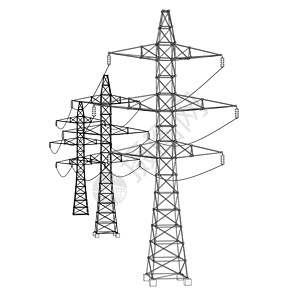 电塔或电塔概念 韦克托电力技术城市插图电压电缆通讯草图框架电报图片