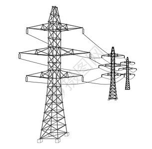 电塔或电塔概念 韦克托电报电压活力插图电力电缆城市力量框架草图图片