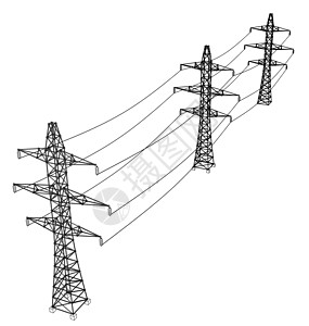 电塔或电塔概念 韦克托技术活力电压框架通讯草图力量电报插图电力图片