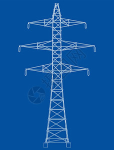 电塔或电塔概念 韦克托力量电报城市活力电压电缆通讯草图插图电力图片