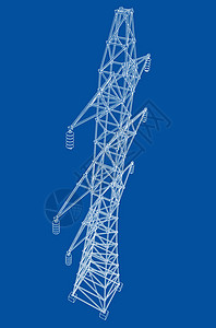 电塔或电塔概念 韦克托城市大纲电报电力电缆电压框架通讯草图技术图片