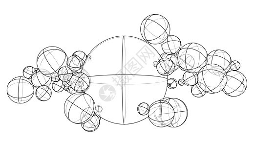 抽象轮廓领域概念 韦克托球体网络插图矢量地球数字全球网格纬度图学图片