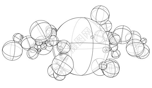 抽象轮廓领域概念 韦克托圆圈圆形网络网格图学球体素描数字插图地球图片