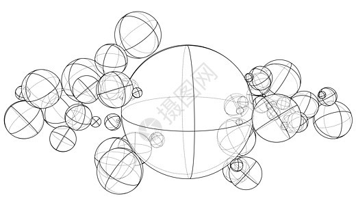 抽象轮廓领域概念 韦克托网络圆形图学全球插图地球条纹线条数字纬度图片