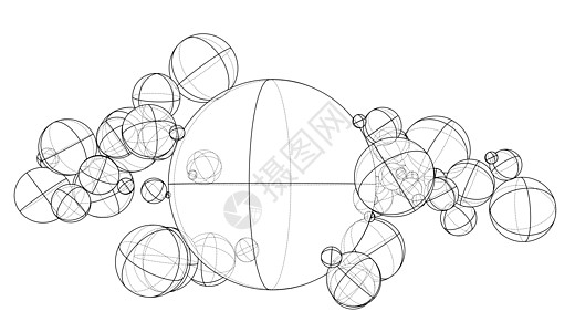 抽象轮廓领域概念 韦克托图学行星网格素描全球插图矢量条纹网络地球图片