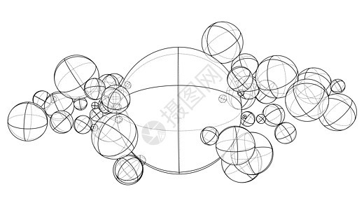 抽象轮廓领域概念 韦克托素描圆圈网格球体圆形插图线条行星纬度网络图片