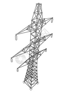 电塔或电塔概念 韦克托插图技术电压力量城市电缆活力大纲框架电力图片