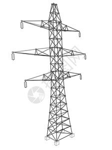 电塔或电塔概念 韦克托电缆城市技术力量电压草图框架大纲电报插图图片