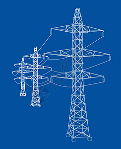 电塔或电塔概念 韦克托框架电压插图活力通讯电力技术电报城市电缆图片