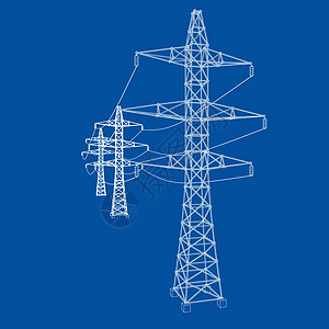 电塔或电塔概念 韦克托技术力量框架插图电压电力草图活力城市电缆图片