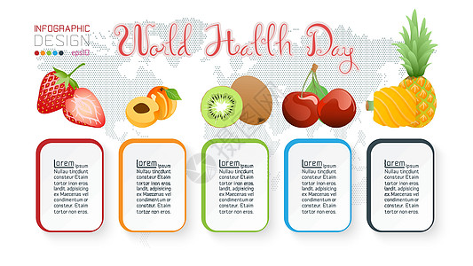 世界卫生日水果采集横幅世界饮食奇异果插图木瓜食物菠萝柠檬团体图片