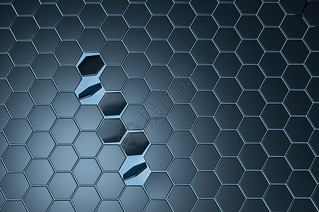 3d 渲染黑色六边形立方体计算机数字绘图插图多面体创造力几何学商业推介会产品金属蓝色材料图片