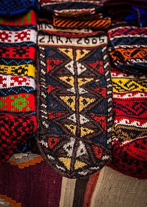展示的土耳其式传统手小袜袜子针织羊毛针线活纺织品织物手工白色火鸡短袜季节性图片