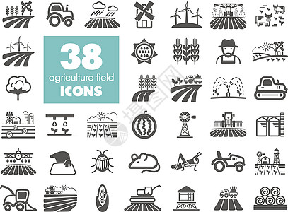 农田图标 农业标志拖拉机农场除尘器播种栽培小麦肥料收成农民风泵图片