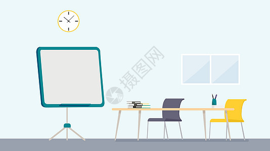 室内教室内部 配有书桌和黑板矢量插图 学校的教室设计图片