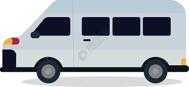 带有孤立白色矢量的可爱面包车设计 Mini公共汽车平板风格 旅行汽车概念图片
