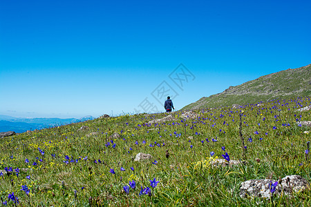 年轻人去远游假期运动团体友谊山脉旅行旅游爬坡游客晴天图片