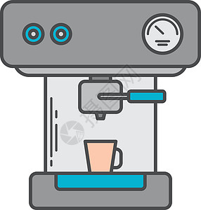咖啡机浓缩咖啡机涂鸦矢量艺术 ico机器拿铁混合器咖啡研磨卡通片图片