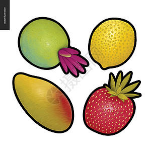水果病媒标签小说甜点情调异国叶子艺术小吃插图卡通片果汁图片