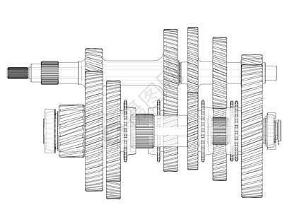 概述齿轮箱概念 韦克托绘画3d技术机械工业插图工程机器渲染牙齿图片