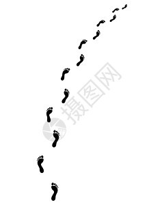 人类光脚足迹的轨迹黑色白色人行道跑步赤脚旅行墨水烙印男人打印图片