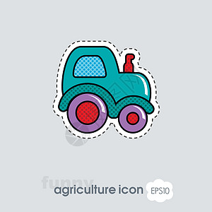 拖拉机图标 农机农场机械农民场地插图农业乡村机器车辆收获图片