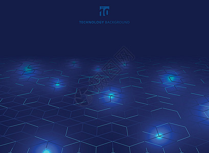 抽象技术蓝线网络未来派线框 dat六边形安全活力金属粒子科学商业辉光网格蓝色图片