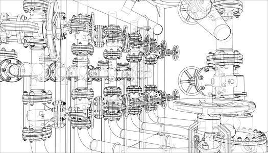 工业设备草图 韦克托管道燃料配件化学品制造业插图技术工程旋转气体图片