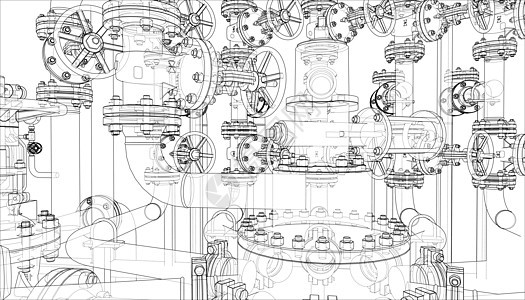 工业设备草图 韦克托旋转螺栓管道制造业管子技术汽油配件设施工厂图片