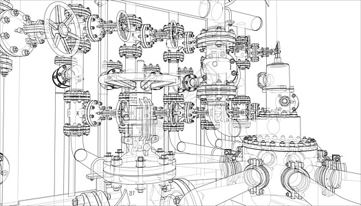 工业设备草图 韦克托螺栓管子气体技术龙头燃料汽油化学品工厂植物图片