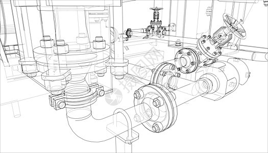 工业设备草图 韦克托龙头制造业设施燃料工程管道汽油气体技术旋转图片