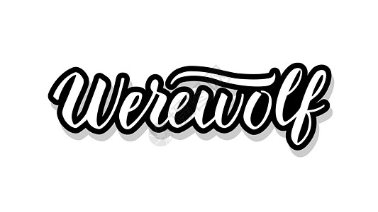 单页设计用于您设计插图概念的狼人书法模板文本 白孤立背景上的手写字母标题矢量单页文字( Witherwolf)设计图片
